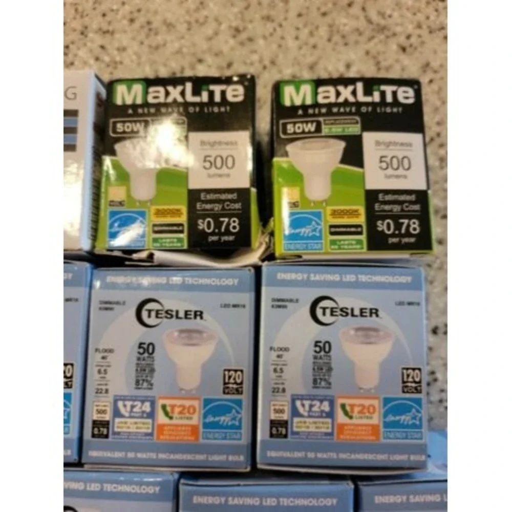 Assorted (10) LED Indoor Floodlight Bulb MR16 6.5 Watt Bright White Light Bulb